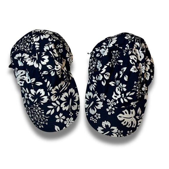 2 Navy Blue Floral Baseball Caps 100% Cotton & Polyester Blend One Size Fits All - Picture 2 of 4